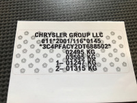  /CHRYSLER VIN label, ID label CHRYSLER, CHRYSLER VIN LABEL poduction, production plate